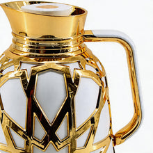 Premium Geometric Insulated Serving Flask - White & Gold