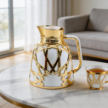 Premium Geometric Insulated Serving Flask - White & Gold
