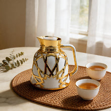 Premium Geometric Insulated Serving Flask - White & Gold