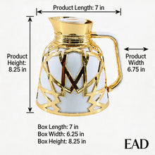 Premium Geometric Insulated Serving Flask - White & Gold