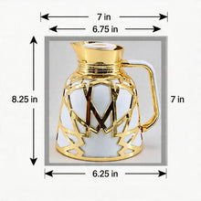 Premium Geometric Insulated Serving Flask - White & Gold