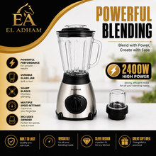 Super McCarron 2400W Countertop Blender with Grinder Attachment, 5 Speeds