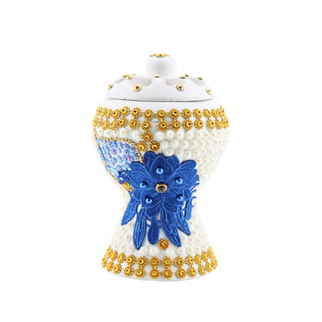 Medium White-Gold Traditional Clay Incense Burner – Unique Designs | www.eladhamdist.com