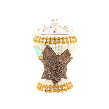 Medium White-Gold Traditional Clay Incense Burner – Unique Designs | www.eladhamdist.com