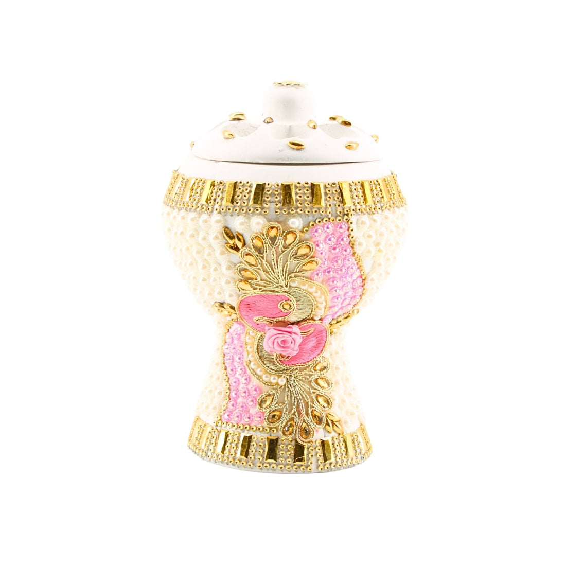 Medium White-Gold Traditional Clay Incense Burner – Unique Designs | www.eladhamdist.com