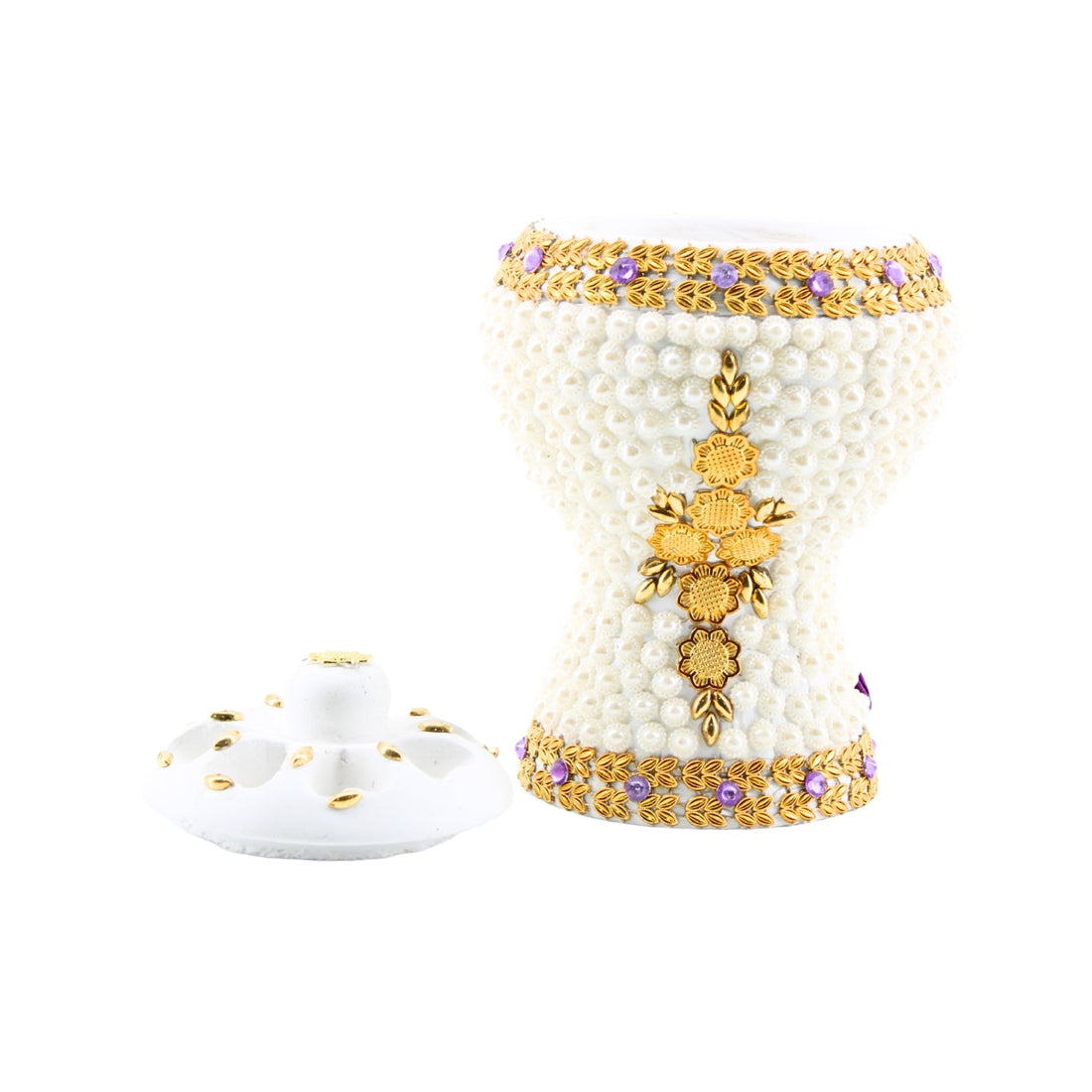 Medium White-Gold Traditional Clay Incense Burner – Unique Designs | www.eladhamdist.com