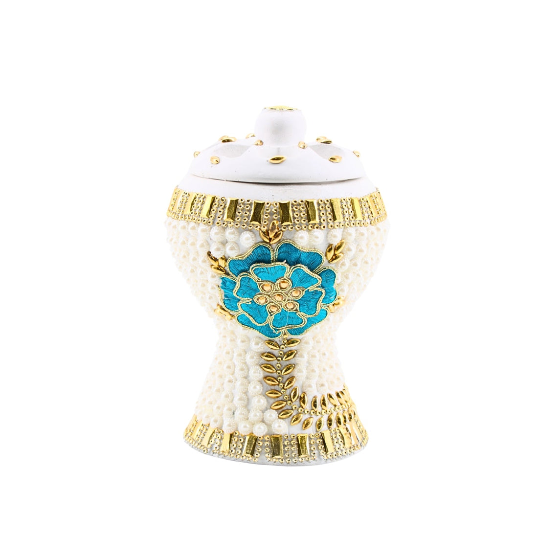 Medium White-Gold Traditional Clay Incense Burner – Unique Designs | www.eladhamdist.com