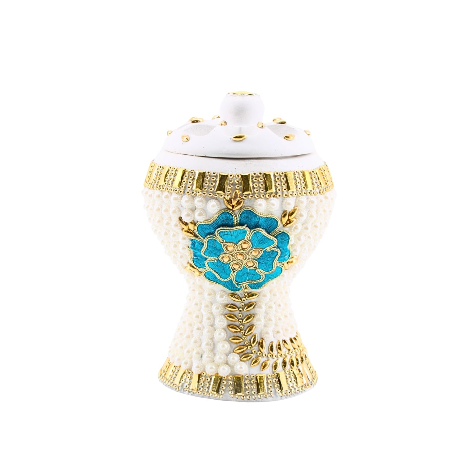 Medium White-Gold Traditional Clay Incense Burner – Unique Designs | www.eladhamdist.com