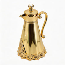 Royal Crown Arabic Coffee Vacuum Flask - Metallic Gold & Gold Finish (1L)