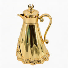 Royal Crown Arabic Coffee Vacuum Flask - Metallic Gold & Gold Finish (1L)