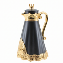 Royal Crown Arabic Coffee Vacuum Flask - Black & Gold Finish (1L)
