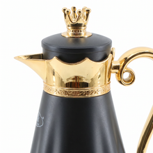 Royal Crown Arabic Coffee Vacuum Flask - Black & Gold Finish (1L)