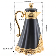 Royal Crown Arabic Coffee Vacuum Flask - Black & Gold Finish (1L)