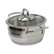 OZ Life Stainless Steel Dual-Handle Cooking Pot with Glass Lid - 6.25" X 4"