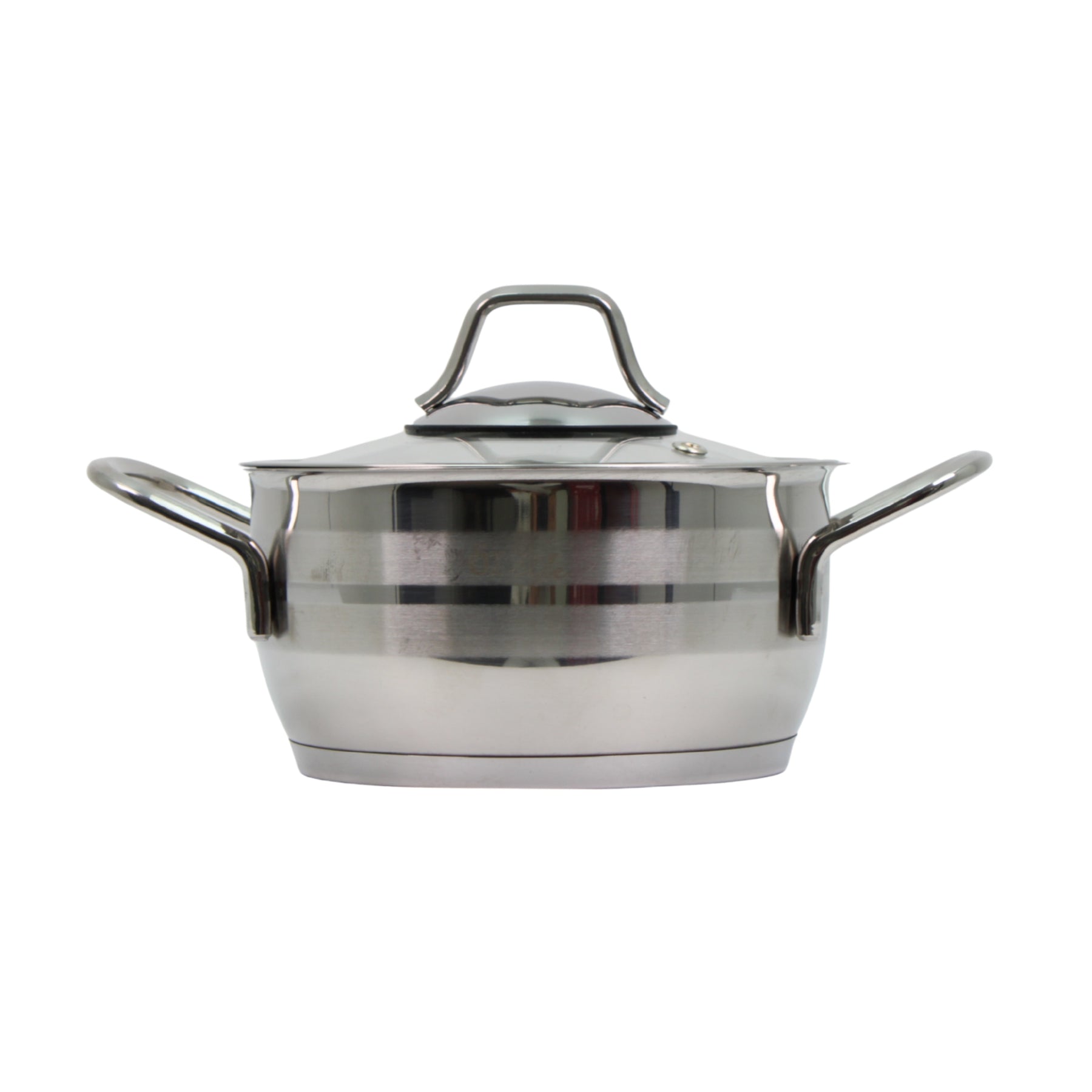 OZ Life Stainless Steel Dual-Handle Cooking Pot with Glass Lid - 6.25" X 4"