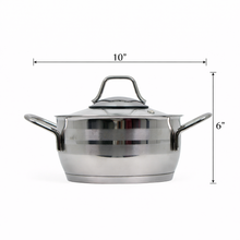 OZ Life Stainless Steel Dual-Handle Cooking Pot with Glass Lid - 6.25" X 4"