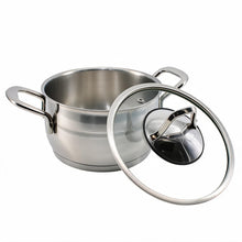 OZ Life Stainless Steel Dual-Handle Cooking Pot with Glass Lid - 7" X 4"