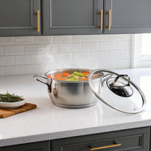 OZ Life Stainless Steel Dual-Handle Cooking Pot with Glass Lid - 7" X 4"