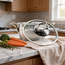 OZ Life Stainless Steel Dual-Handle Cooking Pot with Glass Lid - 7" X 4"