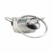 OZ Life Stainless Steel Dual-Handle Cooking Pot with Glass Lid - 7" X 4"
