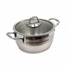 OZ Life Stainless Steel Dual-Handle Cooking Pot with Glass Lid - 8" X 4.25"
