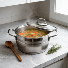 OZ Life Stainless Steel Dual-Handle Cooking Pot with Glass Lid - 8" X 4.25"
