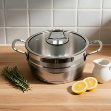 OZ Life Stainless Steel Dual-Handle Cooking Pot with Glass Lid - 8" X 4.25"