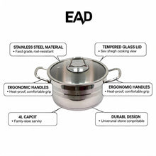 OZ Life Stainless Steel Dual-Handle Cooking Pot with Glass Lid - 8" X 4.25"