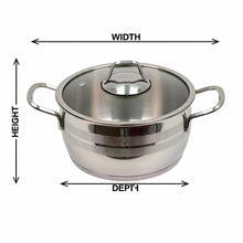 OZ Life Stainless Steel Dual-Handle Cooking Pot with Glass Lid - 8" X 4.25"