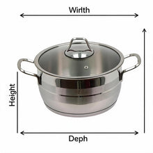 OZ Life Stainless Steel Dual-Handle Cooking Pot with Glass Lid - 8.5" X 4.75"