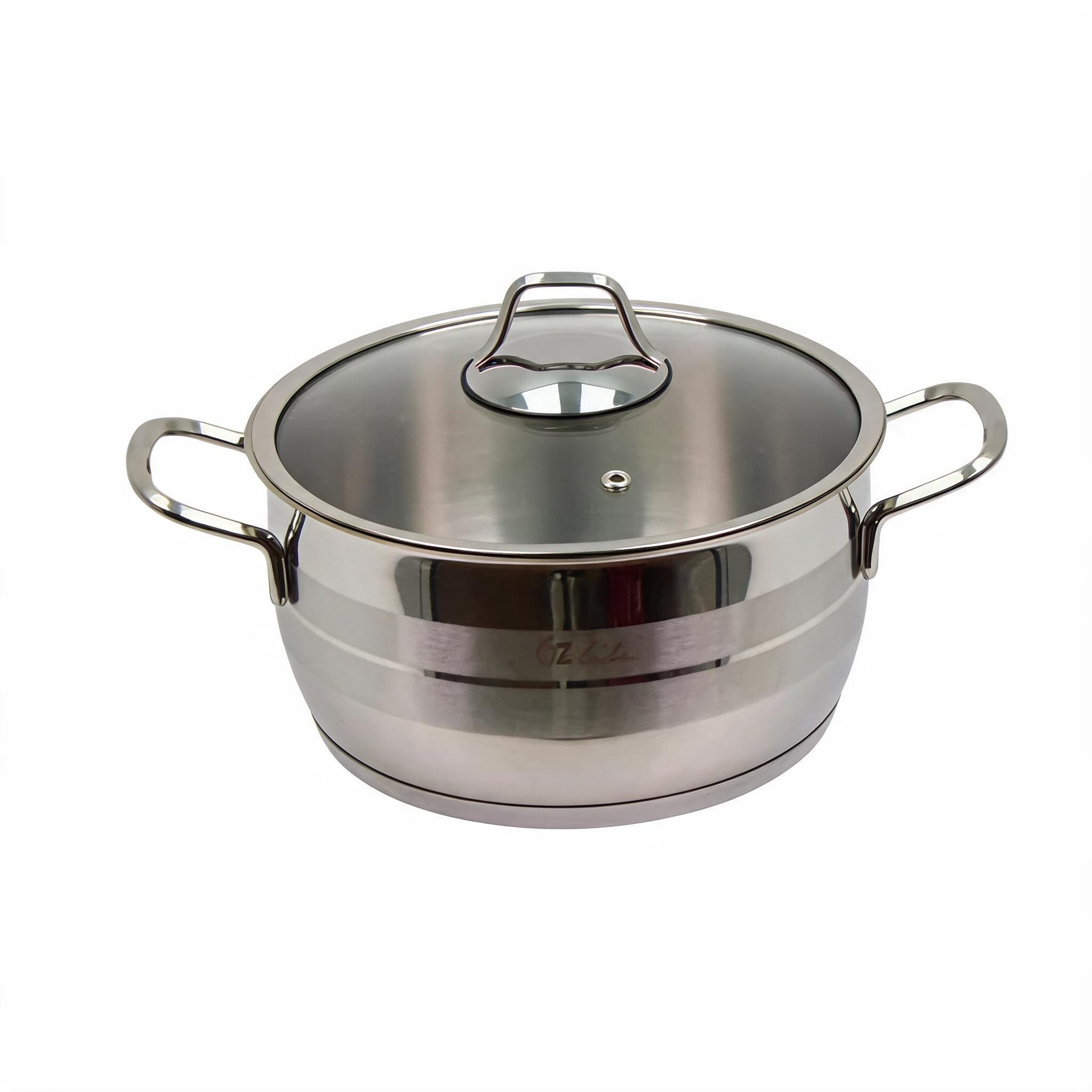 OZ Life Stainless Steel Dual-Handle Cooking Pot with Glass Lid - 8.5" X 4.75"