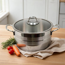 OZ Life Stainless Steel Dual-Handle Cooking Pot with Glass Lid - 9.5" X 5.5"