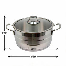 OZ Life Stainless Steel Dual-Handle Cooking Pot with Glass Lid - 9.5" X 5.5"
