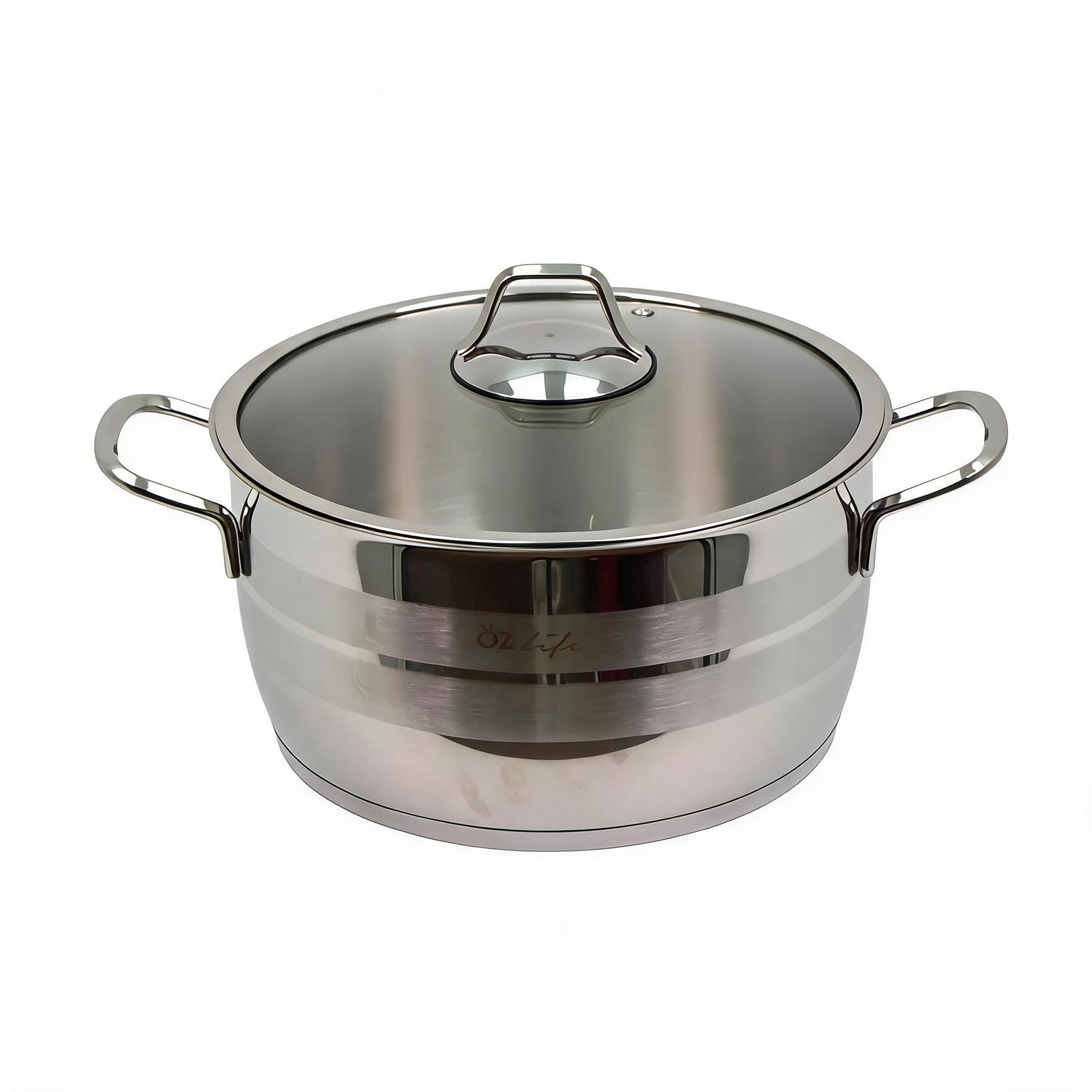 OZ Life Stainless Steel Dual-Handle Cooking Pot with Glass Lid - 9.5" X 5.5"