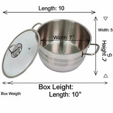 OZ Life Stainless Steel Dual-Handle Cooking Pot with Glass Lid - 10.25" X 6.25"