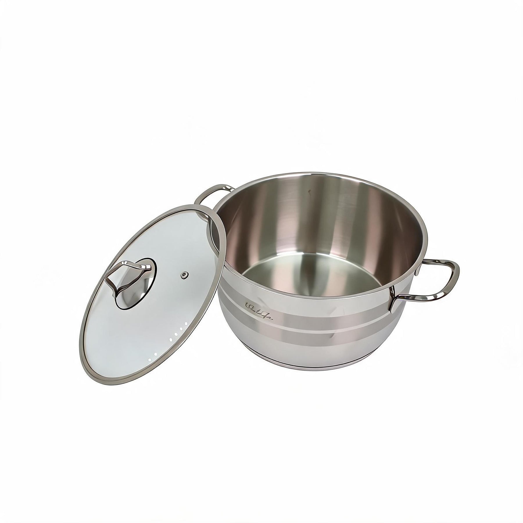 OZ Life Stainless Steel Dual-Handle Cooking Pot with Glass Lid - 10.25" X 6.25"