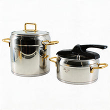 OZ Life Stainless Steel Stock Pot & Pressure Cooker Set with Gold Handles - 4 Piece