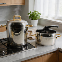OZ Life Stainless Steel Stock Pot & Pressure Cooker Set with Gold Handles - 4 Piece