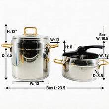 OZ Life Stainless Steel Stock Pot & Pressure Cooker Set with Gold Handles - 4 Piece