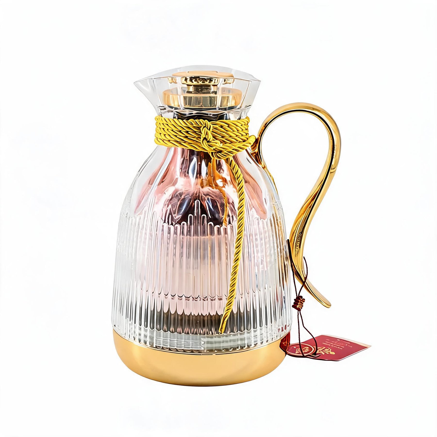 Insulated Vacuum Flask with Decorative Gold Rope Handle - Modern Serving Style 1.0L