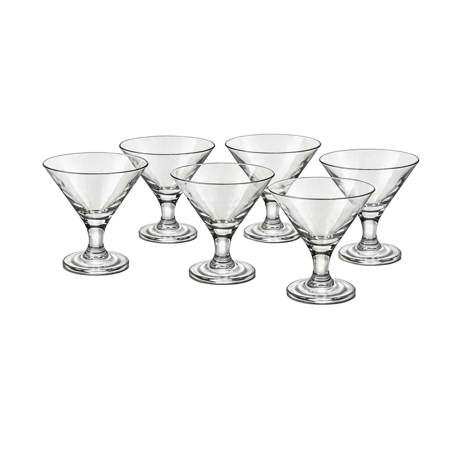 Pasabahce Martini Dessert Glasses - 6 Piece Stemmed Glass Set