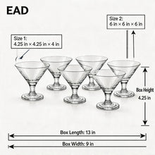 Pasabahce Martini Dessert Glasses - 6 Piece Stemmed Glass Set