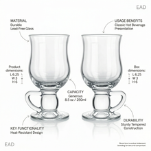 Pasabahce Glass Irish Coffee Mugs - 2 Piece Set