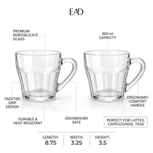 Pasabahce Clear Glass Tea Cups - 2 Piece Turkish Tea Cup Set