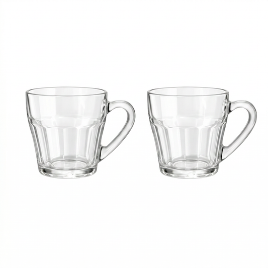 Pasabahce Clear Glass Tea Cups - 2 Piece Turkish Tea Cup Set