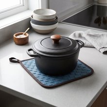 Heat-Resistant Silicone Trivet & Hot Pot Holder Pad - Gray & Blue