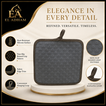 Heat-Resistant Silicone Trivet & Hot Pot Holder Pad with Hanging Loop – Gray & Beige, 8" x 7.75"