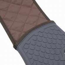 Durable 43" Gray & Beige Silicone Oven Gloves - 1 Pair, Heat Protection up to 500�F