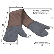 Durable 43" Gray & Beige Silicone Oven Gloves - 1 Pair, Heat Protection up to 500�F