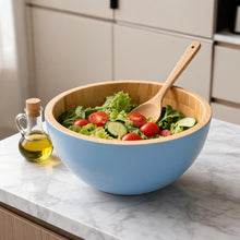 Bamboo Interior Serving Bowl - Blue